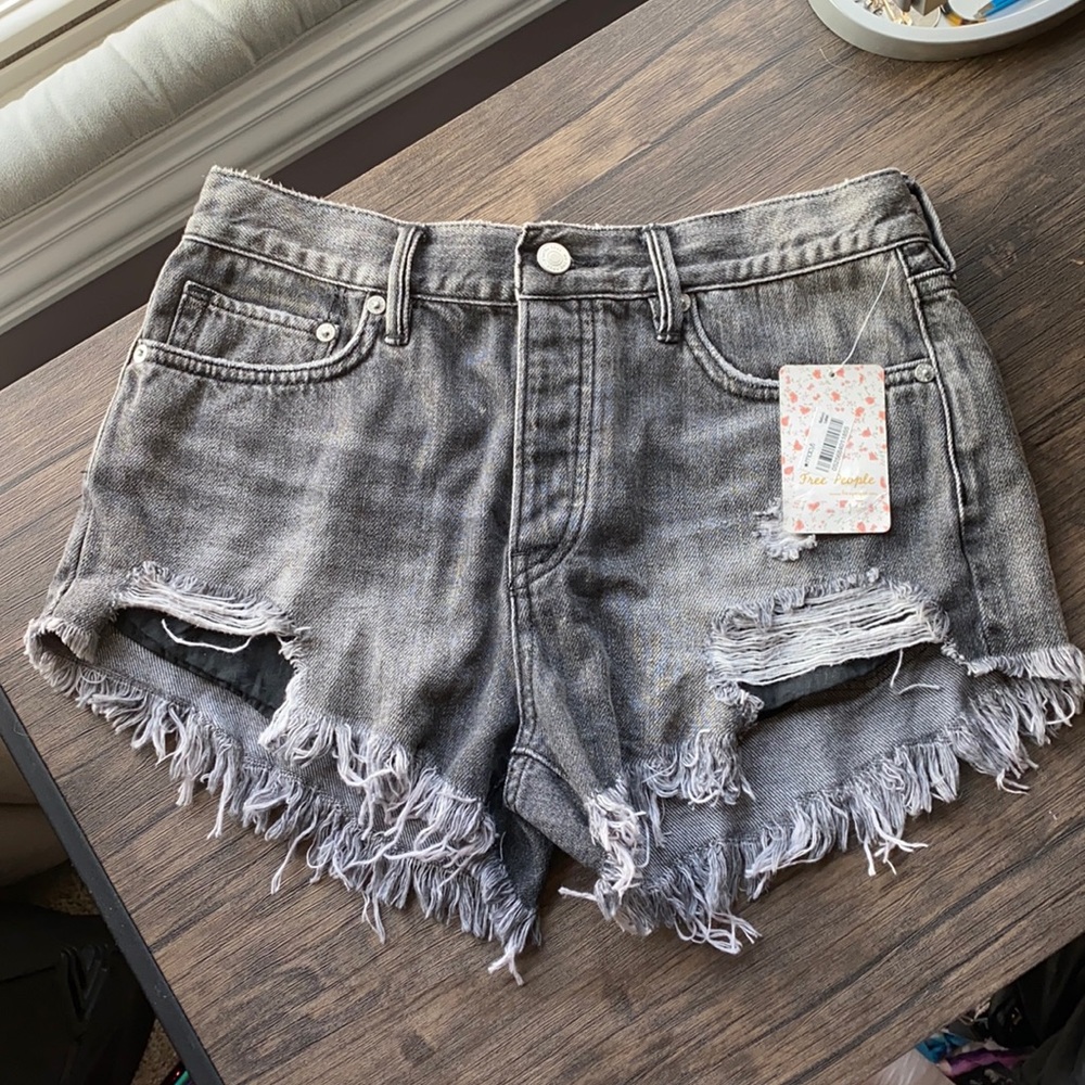 Free people never been worn black denim shorts
